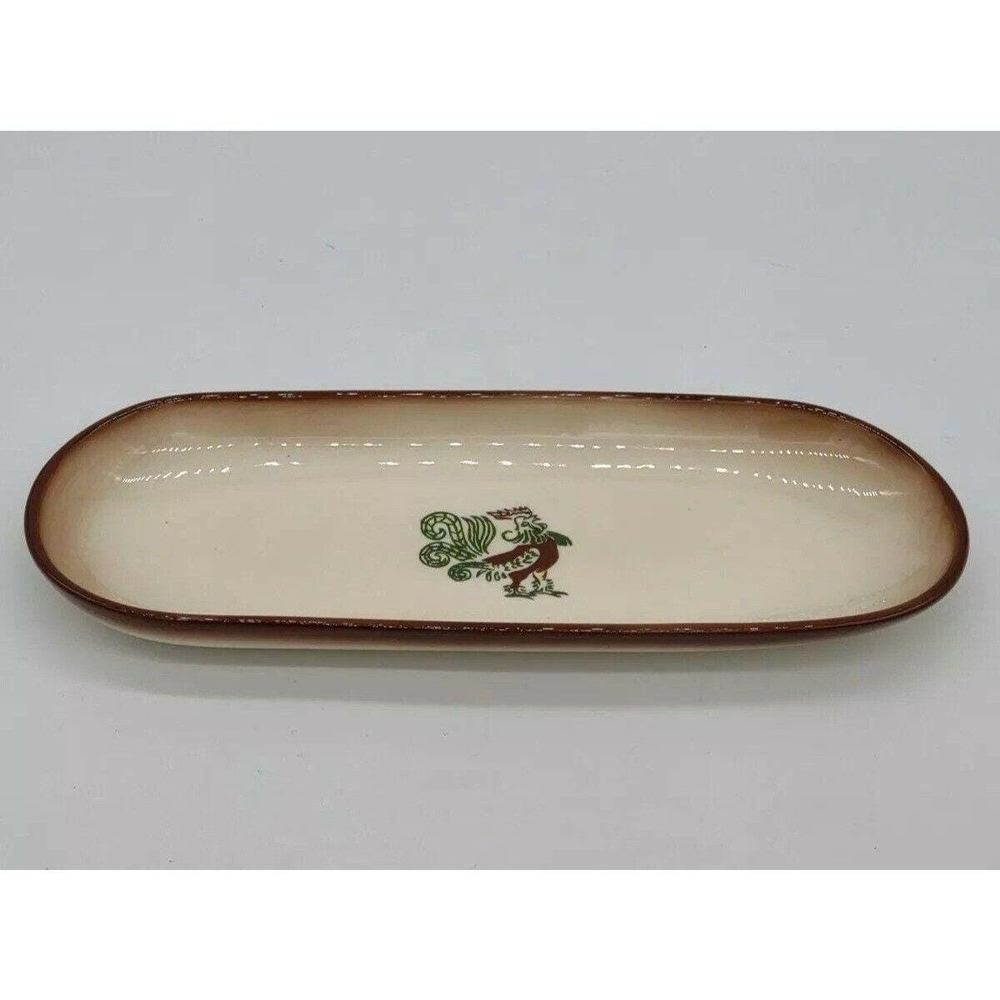 Vintage Brock Of California Chanticleer Rooster Celery Plate Mid Century EUC